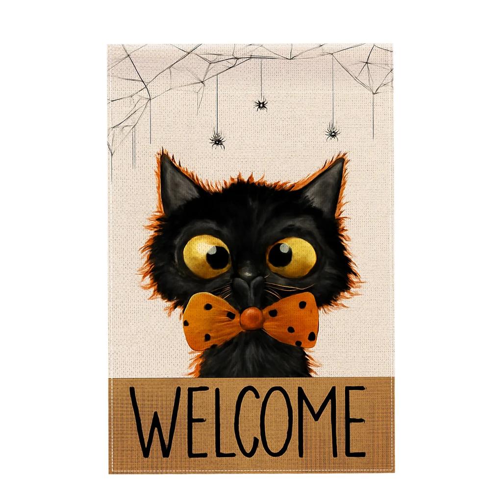 Садовый флаг на Хэллоуин Тыква Призрак Флаги Хэллоуина 45x30см Двусторонний Декор для двора Уличный Приветствие(без флагштока)