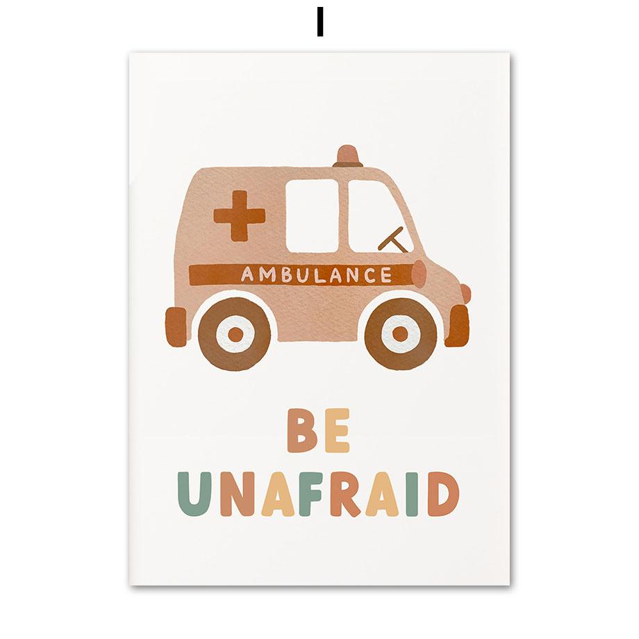 Радуга Облако Алфавит Цифра Пожарная Машина Машина Скорой Помощи Плакаты И Принты Холст Картины Настенные Картины Декор Детской Комнаты