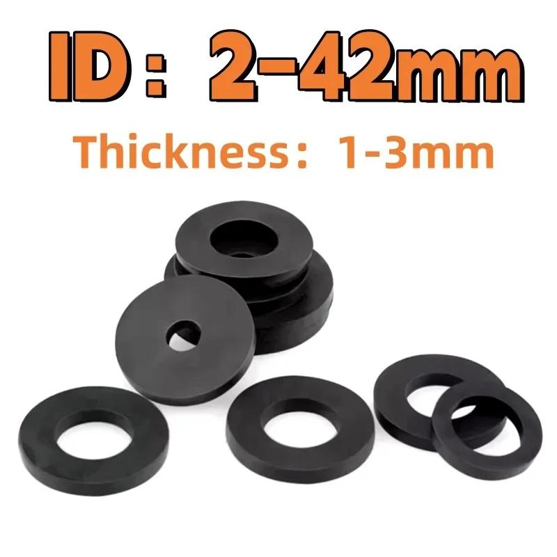 2-42mm Black Rubber Flat Washer / EPDM NBR Seal Gasket - Anti-Oil Waterproof O-Ring for Faucet Pipe & Water Hose
