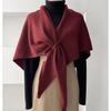 Wool Blend Cross-Knit Triangle Shawl: Women's Versatile Fashion Outerwear