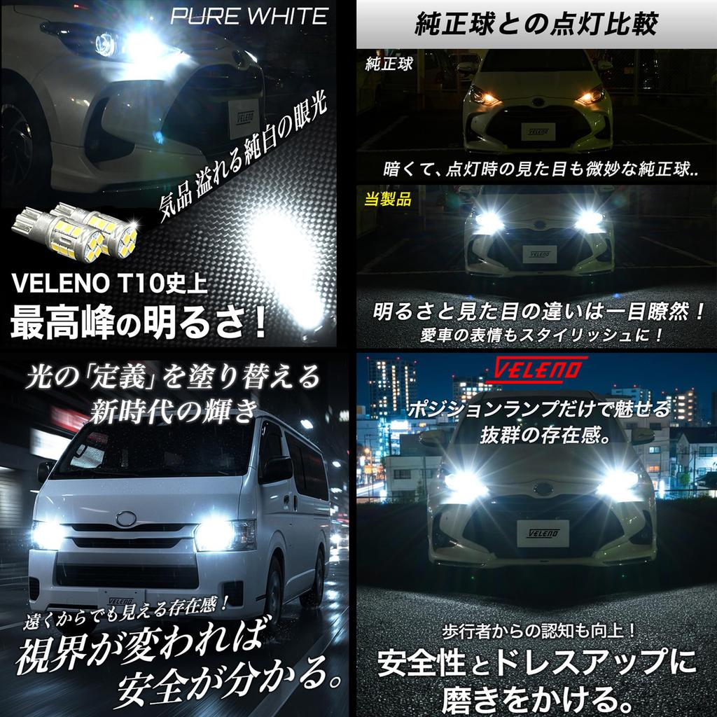 VeLENO T10 Светодиодная габаритная лампа 12В Super Hybrid 1050 лм Белый 7000K Совместима с техосмотром