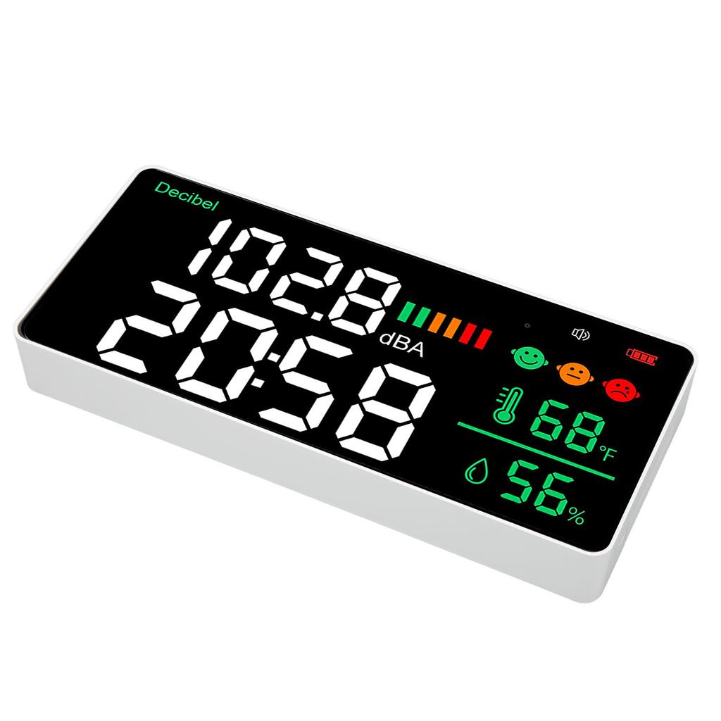 Decibel Meter 30 To 130db Wall Mounted Sound Level Reader 11 Inch LED Time Temperature Humidity Noise Meter