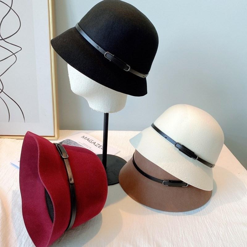 Wool Felt Fedora Hat Women Solid Color Short Brim