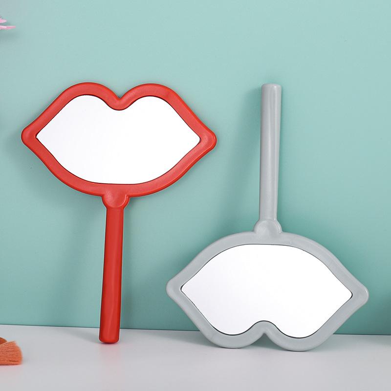 Lip-Shaped Handheld Makeup Mirror with Customizable Handle: Portable HD Mini Mirror for DIY Touch-Ups