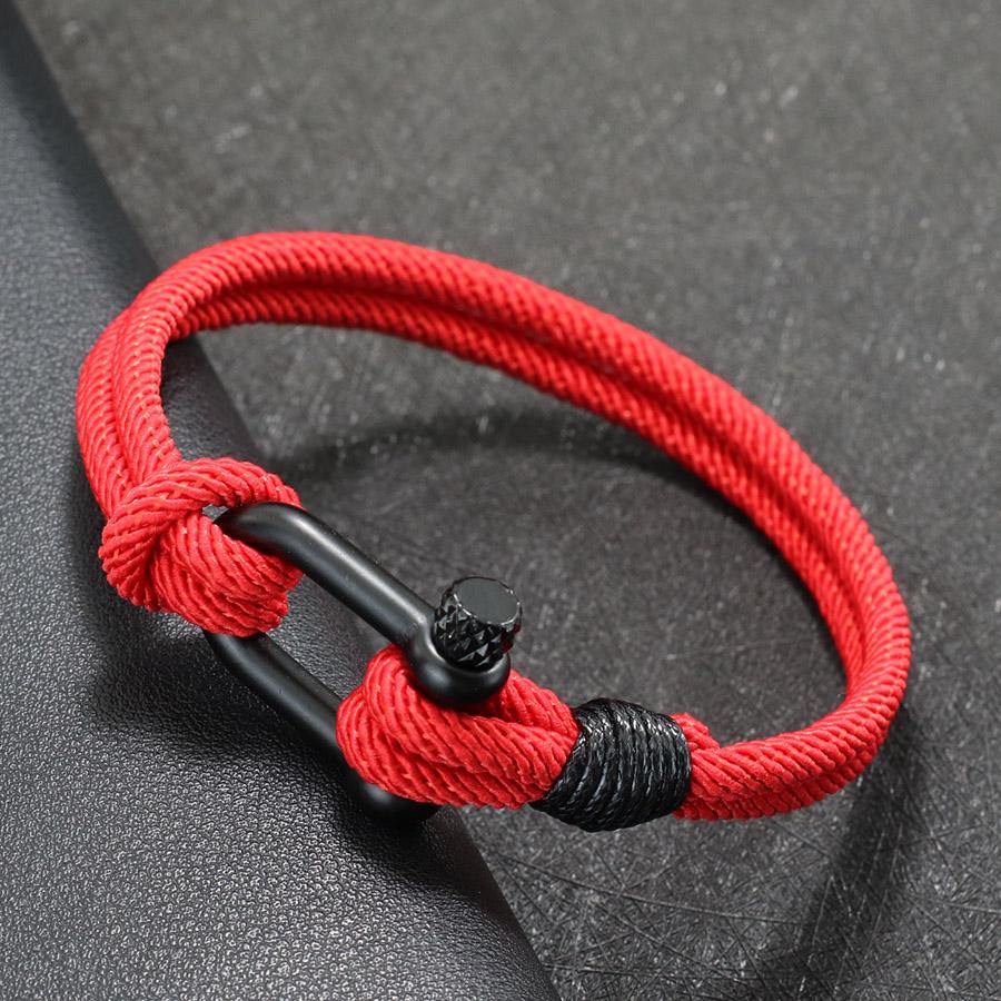 Hiphop Men Bracelet With Stainless Steel Detachable Buckle Nautical Wrap Braclet Bilayer Thread Bicycle Braslet Armband Herren