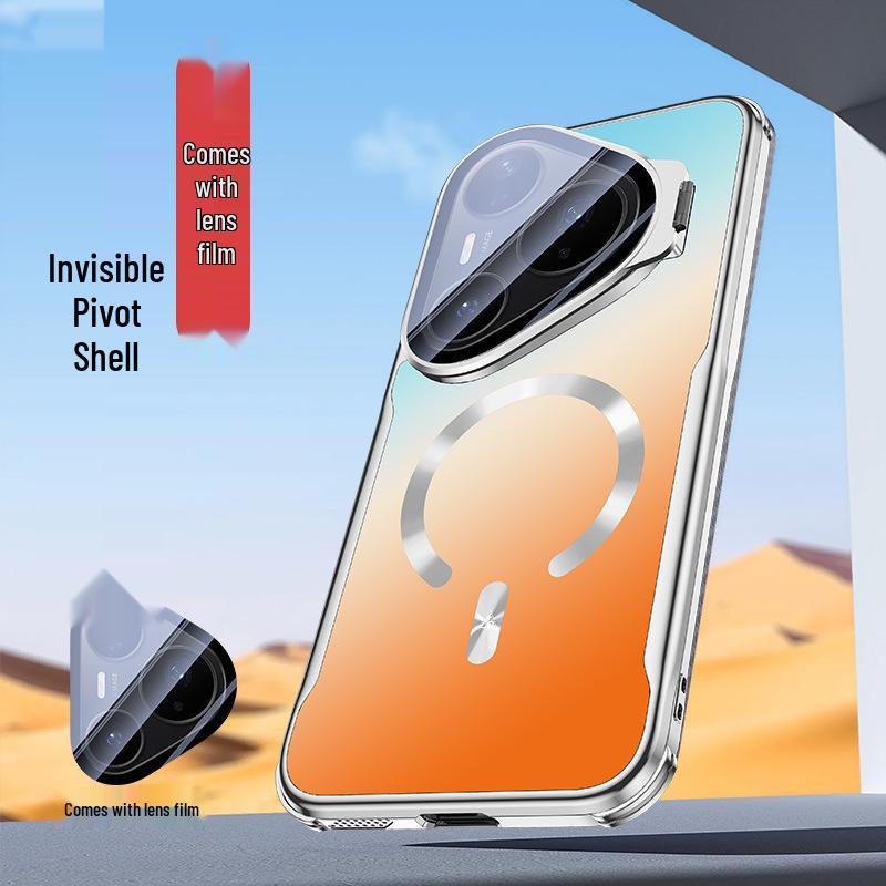Подходит для Huawei Pura90Pro: Mate80 Градиентный Электроplated Магнитный Держатель для Линзы Чехол для Телефона с Полным Покрытием