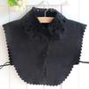 Women  Ladies New Stylish Hollow Out Lace Solid Color Lapel Shirt Blouse Detachable Collars Fake Collar