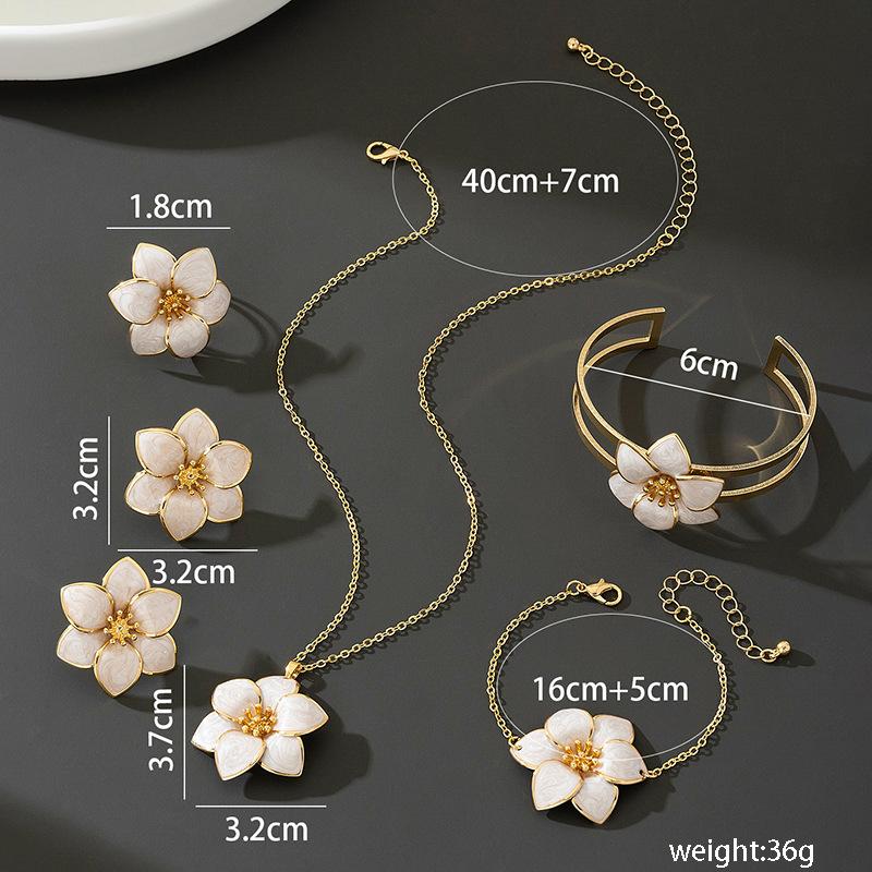 Модный комплект ювелирных изделий ожерелье браслет серьги кольцо для женщин дамы