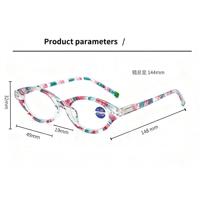 New Oval Small Frame Reading Glasses Ultralight Anti Blue Light Presbyopic Glasses Women Stylish Printing Far Sight Eyewear +4.0