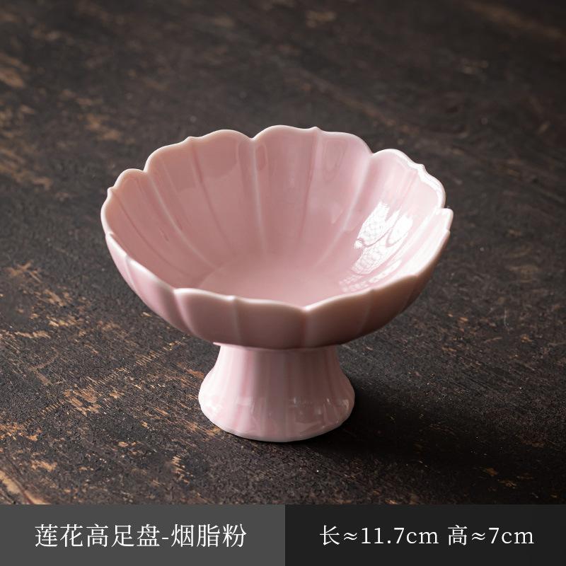 Китайская керамическая тарелка для фруктов на высокой ножке, тарелка для закусок в стиле дзен, тарелка для выпечки Будды, изысканная тарелка для закусок на высокой ножке, помолвочная тарелка