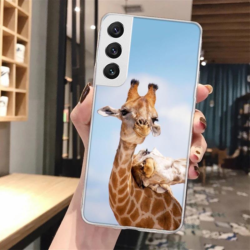 Милый мультяшный жираф, животное, мягкий чехол для телефона Samsung Galaxy S24 S23 S22 S25 Ultra S21 Plus S20 FE S10 + S24Ultra, узор, чехол
