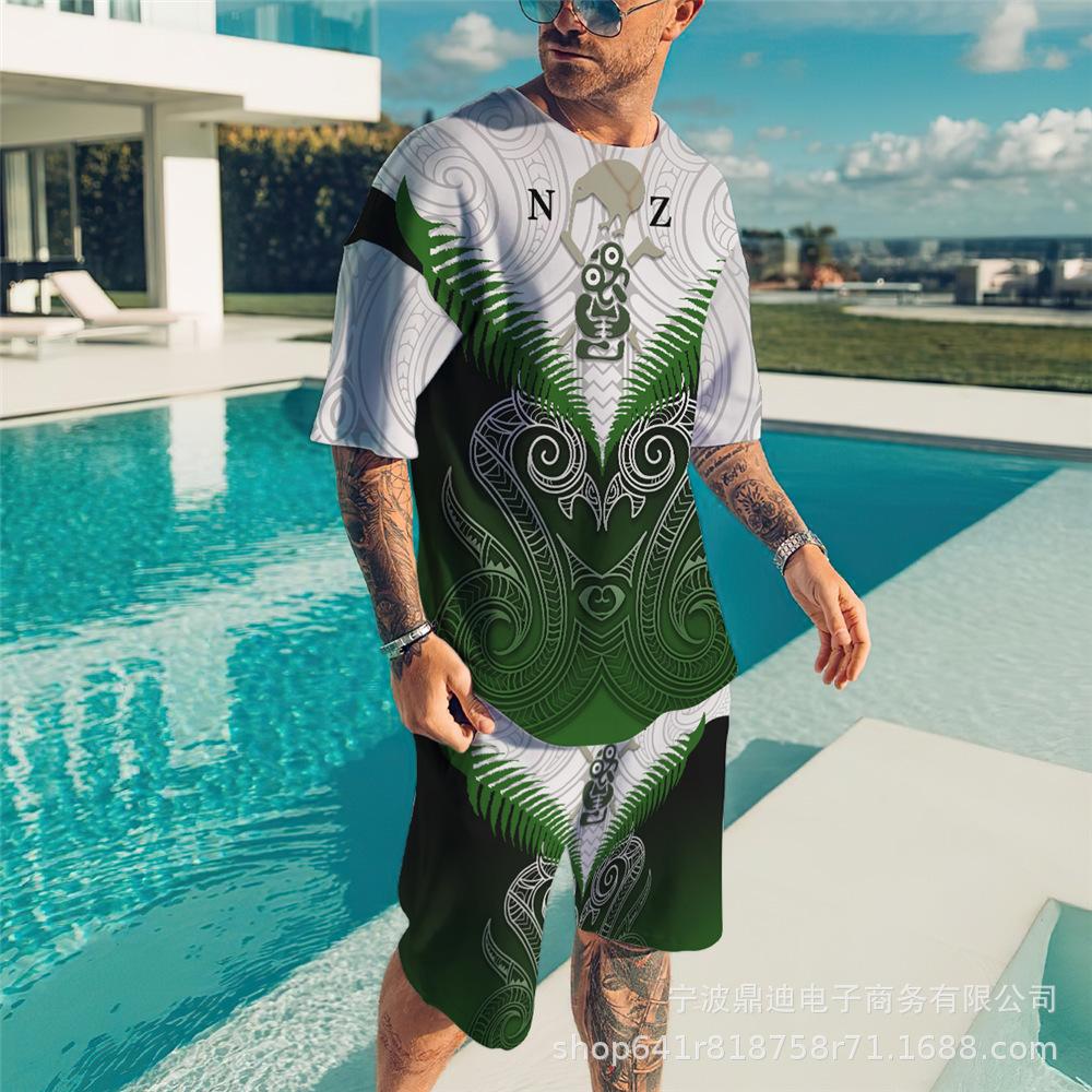 Летняя мужская футболка с 3D принтом и круглым вырезом, шорты с короткими рукавами, комплект из двух предметов, модная повседневная классная уличная одежда, спортивный костюм большого размера