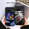 Цветы из мелких камней Для Google Pixel 8 7 9 10 Pixel 10 Pro XL Pixel 9 Pro XL Pixel 8a 7a Pixel 7 Pro Черный Стеклянный Чехол для Телефона