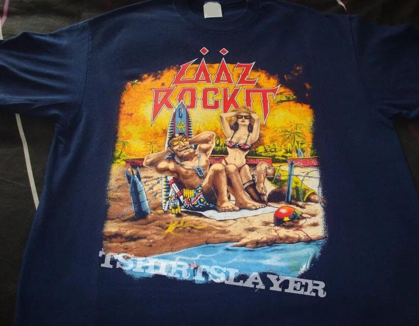 Rare LAAZ ROCKIT BAND remake shirt thrash metal band shirt navy blue TE7717 Unisex T-Shirt