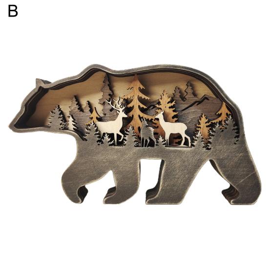 Eco-friendly Compact Craved Creative Forest Elk Ornament Crafts Wooden Elk Ornament