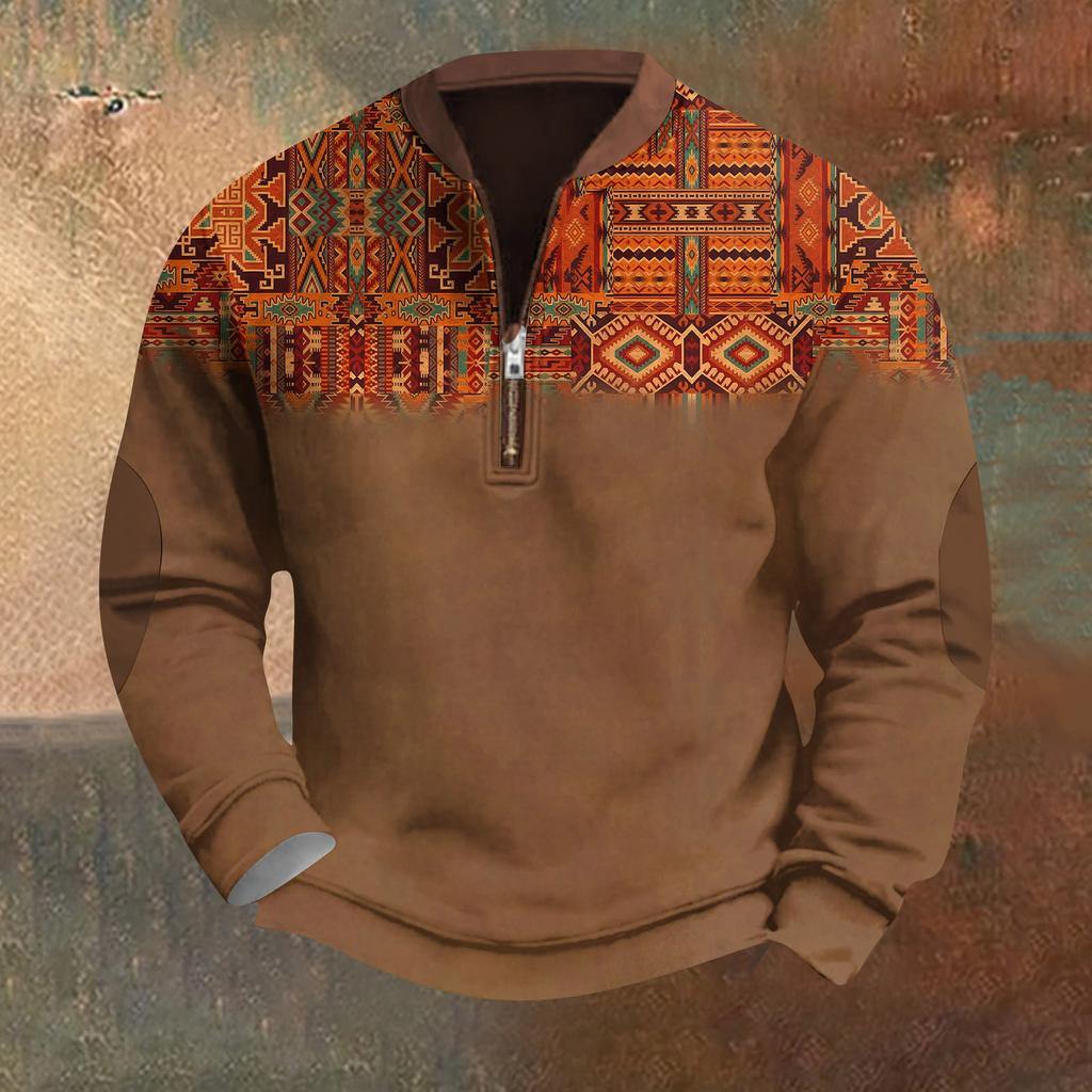 Мужская повседневная толстовка в стиле ретро с градиентным принтом