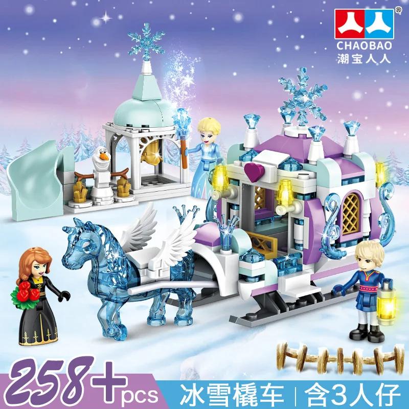 Anime Frozen Princess Ice Castle Set Building Blocks Model Brick Mini Figure Kid Girl Gifts Toy Garden Compatible With