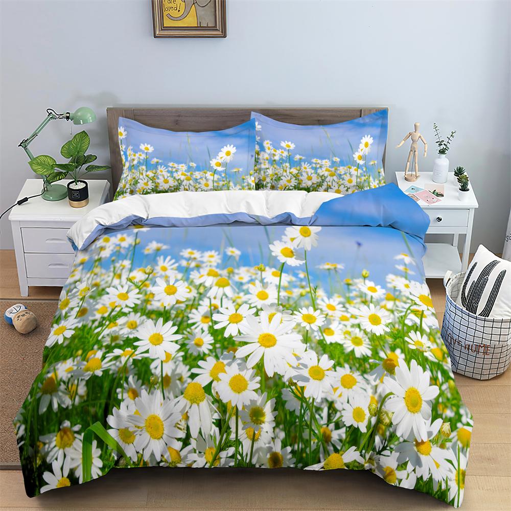 Comforter Watercolor Flowers King Queen Colorful Blooming Floral Bedding Set For Teen Adult Plant 2/3Pcs Polyester