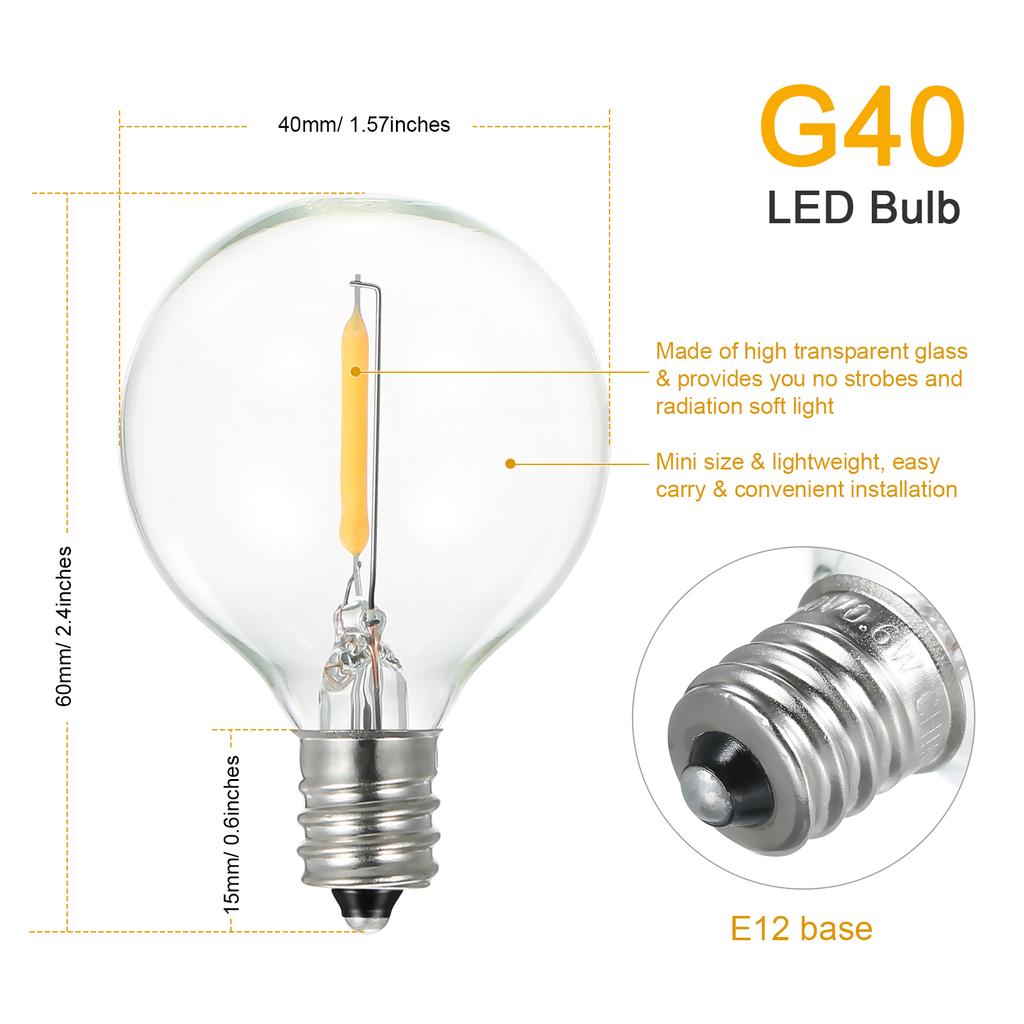 Tomshine A C230V Globe LEDs G40 Bulb Lamp 25 Pack E12 Base Socket Holder IP44 Water Resistance Warm
