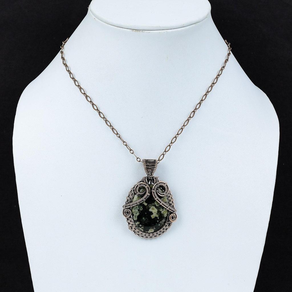 Подвеска Ocean Jasper, подвеска из медной проволоки, подвеска из настоящего драгоценного камня, антикварная медная бижутерия, ювелирные изделия ручной работы, подвеска из проволоки, подарок для мамы