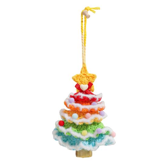 Рождественское украшение на елку многослойное мини-вязаное крючком рождественское дерево подвесное украшение