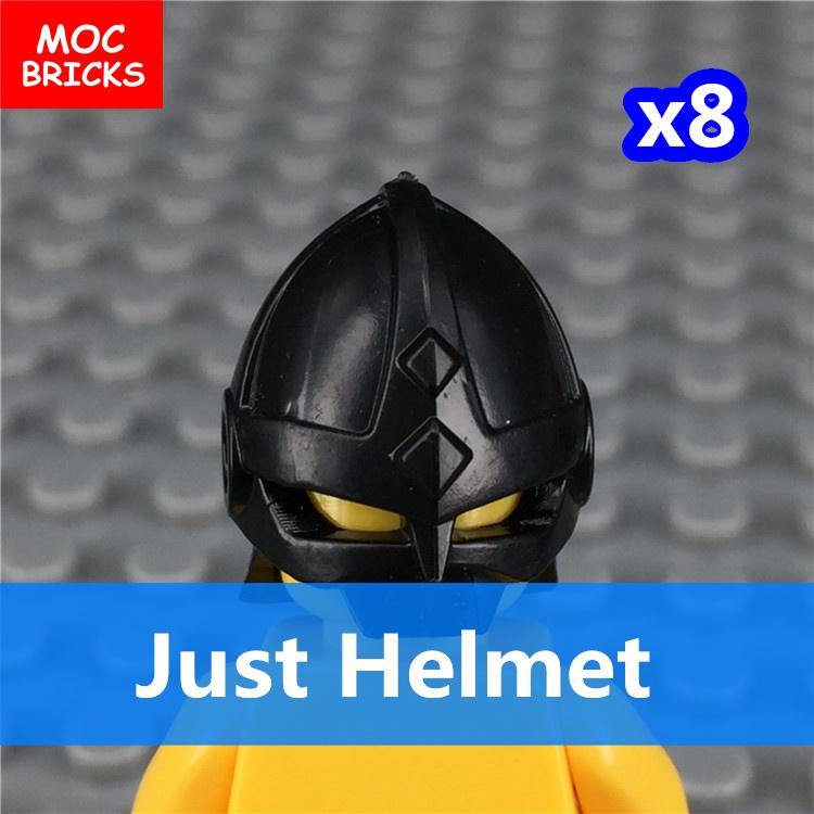 MOC Кирпичи Черный Меч Щит Копье Алебарда Шлем Средневековые Рыцари Рим Фигурка Действия Образовательный Строительный Блок Подарки