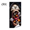 PVC Scary Patterns for Patio Halloween Wall Stickers Trash Can Decal Stickers, Spooky Skull Ghost Horror Weather Resistant Bin Wraps Holiday