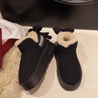 Распродажа зимних женских ботинок на плоской подошве с круглым носком 2024 года. Модные ботинки с завязками-бабочками на среднем каблуке и заклепками.