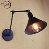 Retro Wrought Iron Black Long Arm Wall Lamp E27 Studio Bedside Bedroom Loft Aisle