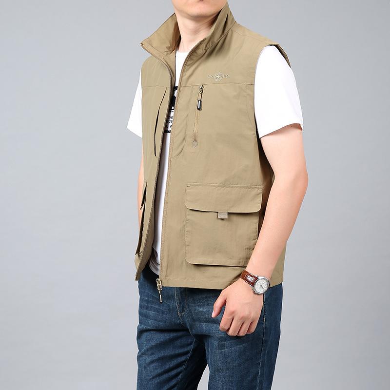 Жилет мужской Four Seasons, тонкий, без рукавов, с воротником-стойкой, с несколькими карманами, быстросохнущий, большой размер