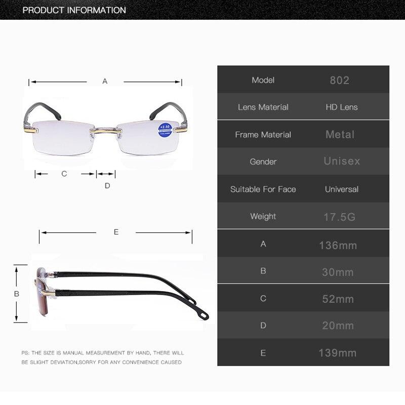 New Arrival Reading Glasses Anti-blue Light Blue Film Men's Presbyopic Business Eyewear Glasses +1.0+1.5+2.0+2.5+3.0+3.5+4.0