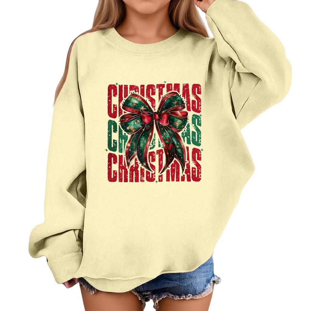 Children's Fashionable Casual Long-sleeved Loose Christmas Print Pullover Sweatshirt