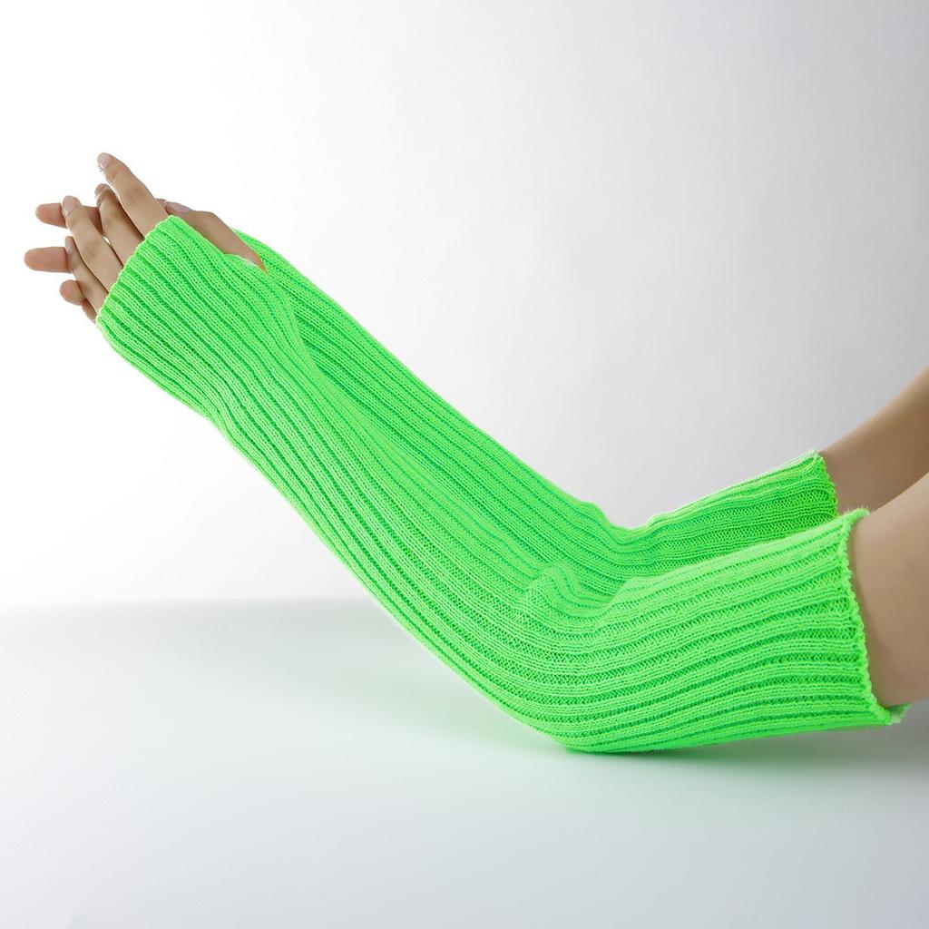 1 пара длинных перчаток без пальцев, женские зимние теплые вязаные перчатки с рукавами для девочек, перчатки в стиле панк и готики