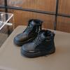 Детские зимние ботинки для мальчиков, теплые, черные, школьные, для девочек, универсальные, повседневные, модные, хлопковые ботинки, боковая молния
