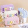 Corduroy Storage Bag Pink Beige Blue Purple Embroidery Letter Makeup Train Cases High Capacity Lipstick Organizer Women Girls