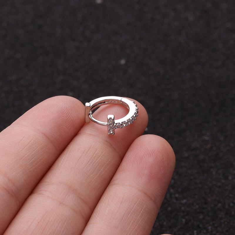 Серьги-кольца с микропаве из цирконов для пирсинга хряща - Ювелирные изделия в европейском и американском стиле