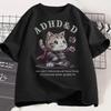 ADHD&D Я не прокрастинирую Кошка Футболка Смешная Графическая Печать Футболки С коротким рукавом Летние Свободные Футболки