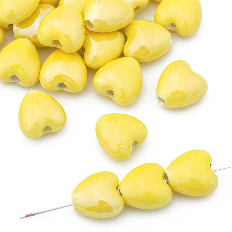 10 шт./пакет 10 мм, красочные керамические бусины ручной работы в форме сердца, фарфоровые бусины-разделители для браслетов, ожерелий, DIY ювелирных изделий, ремесленное изготовление