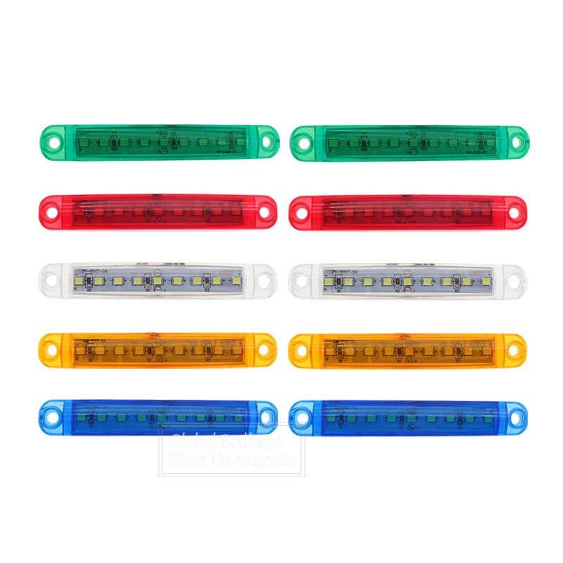 2x 9 светодиодов Белый + Янтарный + Красный + Зеленый + Синий 24 В Водонепроницаемые фонари Боковые габаритные фонари Задний указатель Стояночные огни Автобус/грузовик/прицеп/грузовик