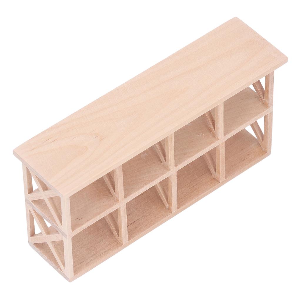 1: 12 Scale Dollhouse Wood Storage Rack Dollhouse Miniature Display Bookshelf for Dining Room