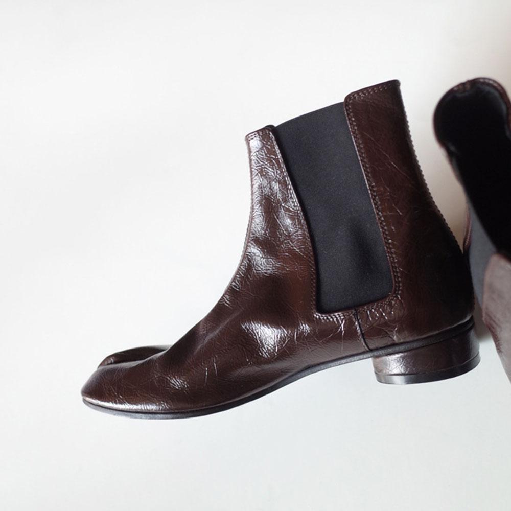 Ботильоны из мягкой кожи с разрезным носком и круглым низким каблуком для женщин, весна-осень, новый стиль, удобные эластичные ботильоны на толстом каблуке