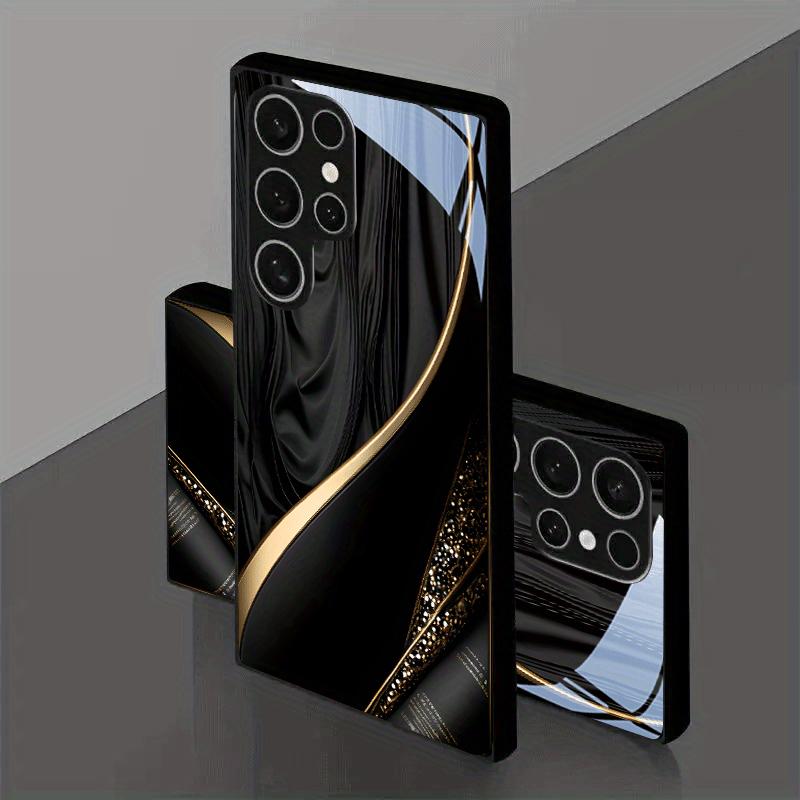 Стеклянный чехол для телефона с черно-золотым плетеным узором для Samsung Galaxy S26 S25 S24 S23 S22 S21 S20 fe/plus/ultra противоударный
