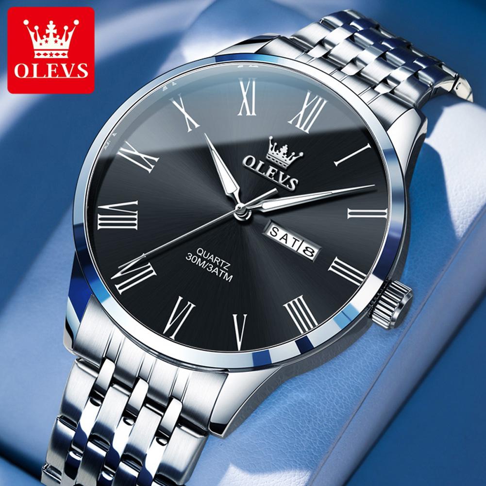 OLEVS 3633 New Mens Watch Original Classic Business Quartz Watch Waterproof Luminous Watch Dual Calendar Display Watch For Men