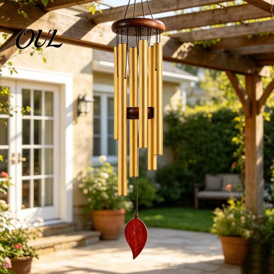 Relaxing Sound Chimes Metal Wind Chime with 6 Aluminum Tubes, Garden Hanging Chimes, Outdoor Weather Resistant for Patio Decoration Durable
