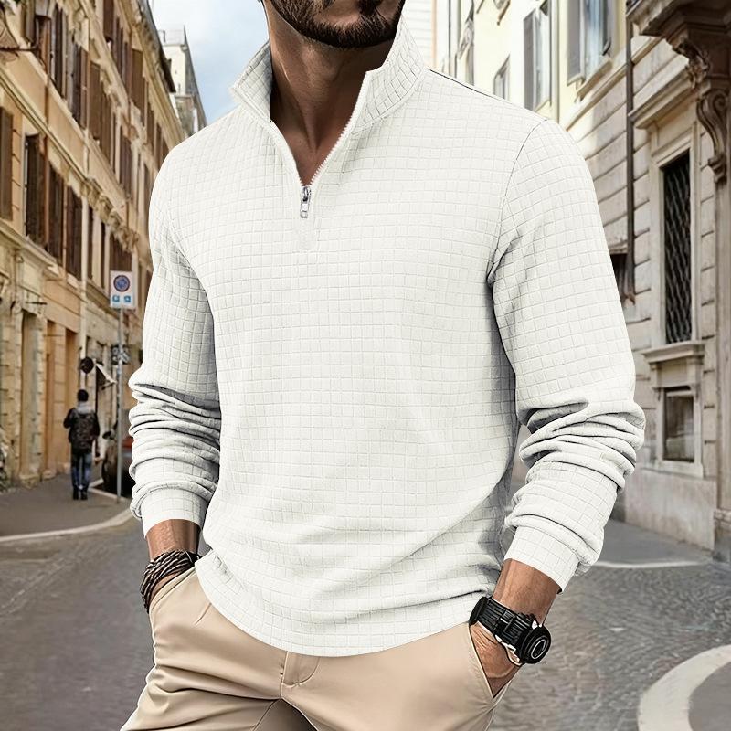 Осень/Зима Оверсайз Тяжелый Вес Повседневный Худи для Поездок Простой Воротник-стойка Молния до середины Мужской