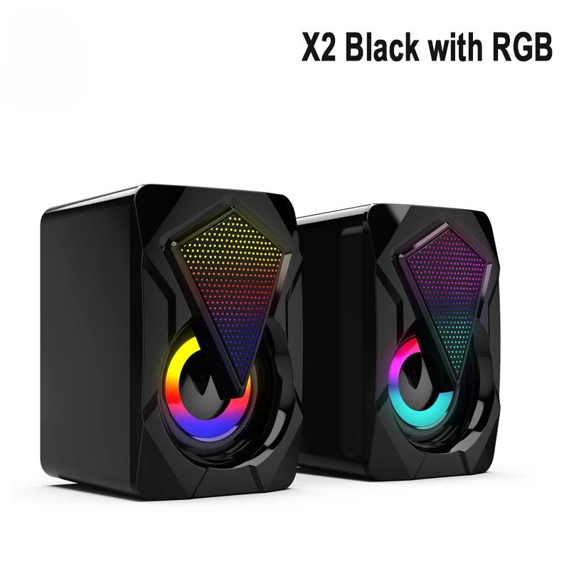 Home office computer speaker with microphone stereo 3.5mm AUX RGB colorful light computer speaker suitable for desktop laptops
