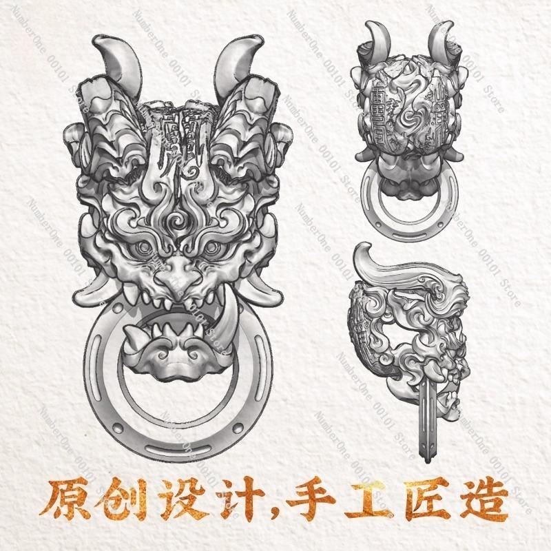 Evil-breaking ghost-bead cultural accessory,original DIY silver Chinese-style beads,Taoist bracelet components handmade jewelry