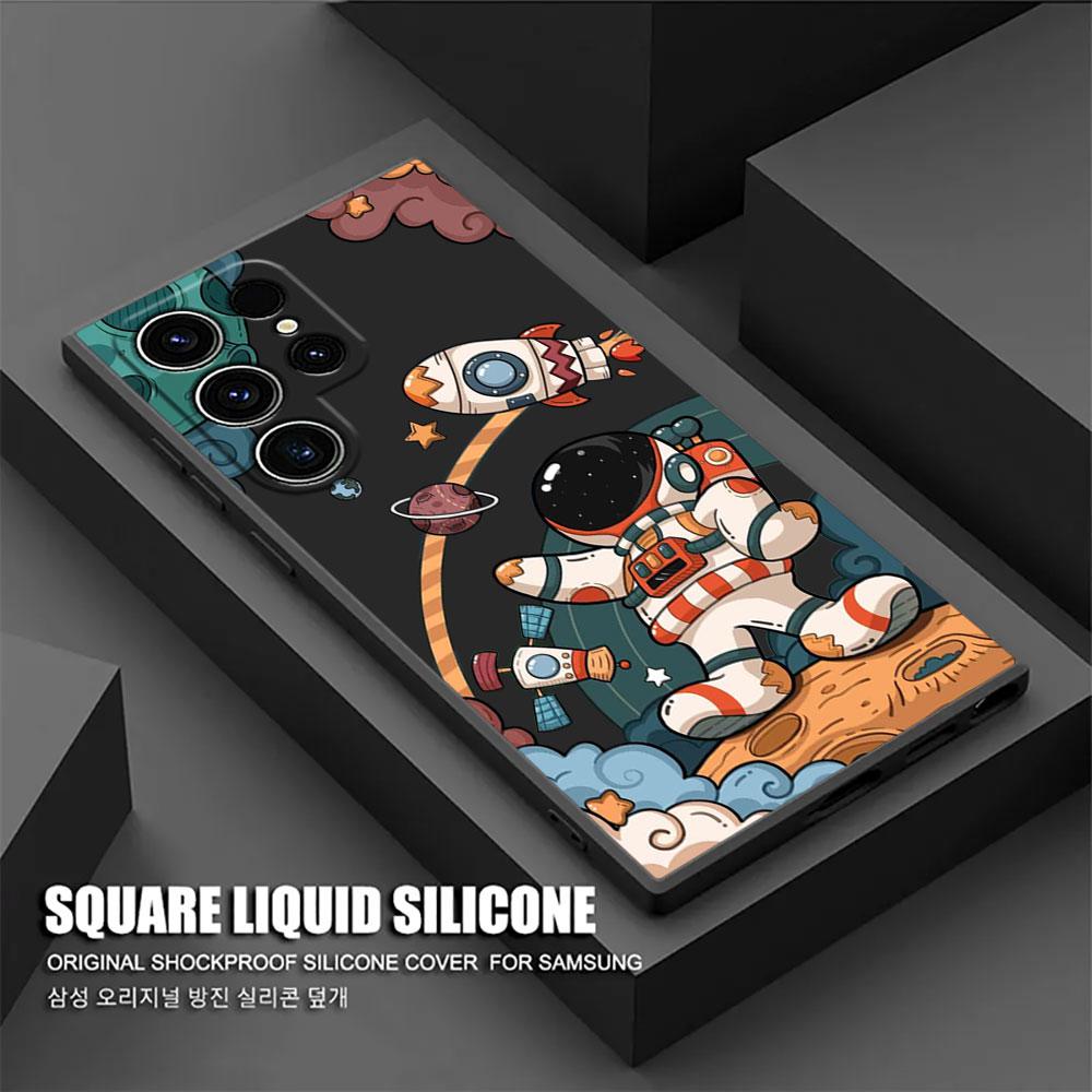 Retro Astronaut Rocket Phone Case For Samsung Galaxy S26 Ultra Cases S25 FE S24 S23 S21 Ultra S20 S24 FE S22 S26 Plus 5G Cover