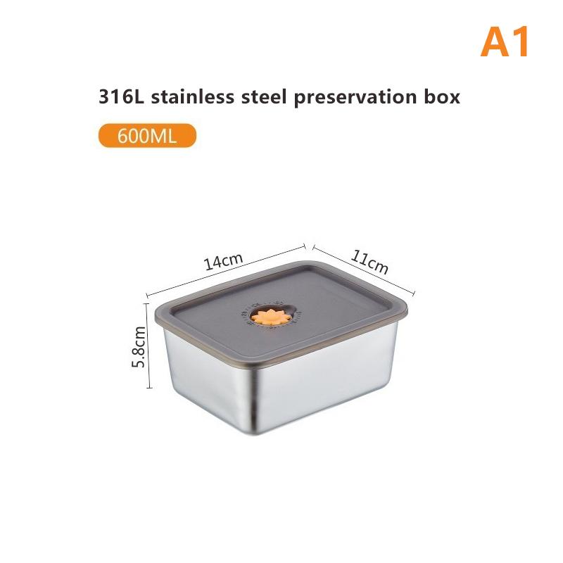 Stainless Steel Food Crisper Sealed Leak-Proof Box Refrigerator Freezer Storage Box Bento Organize Box