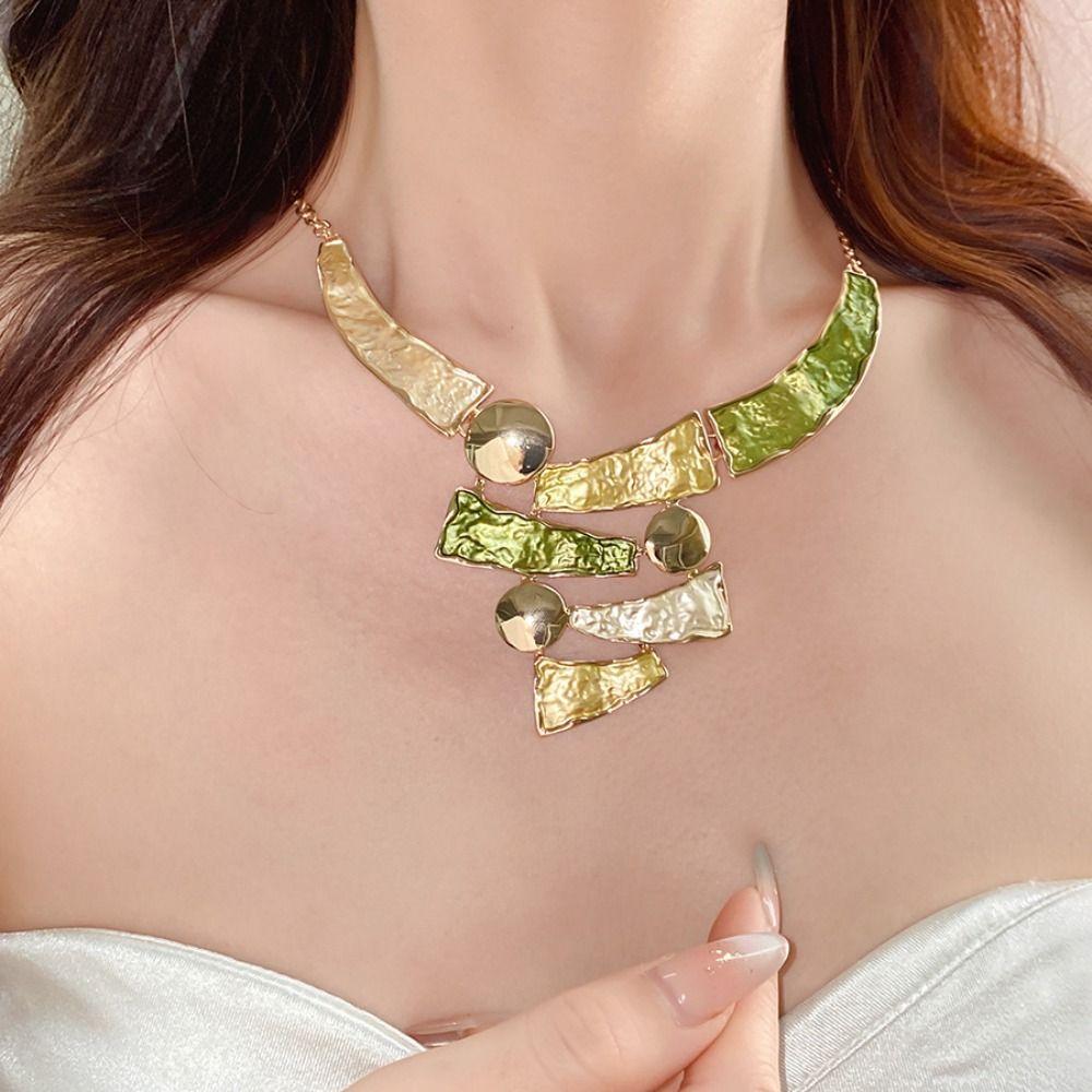 Collarbone Chain Women's Necklace Earring Set Exaggerated Multi Color Jewelry Set Girls
